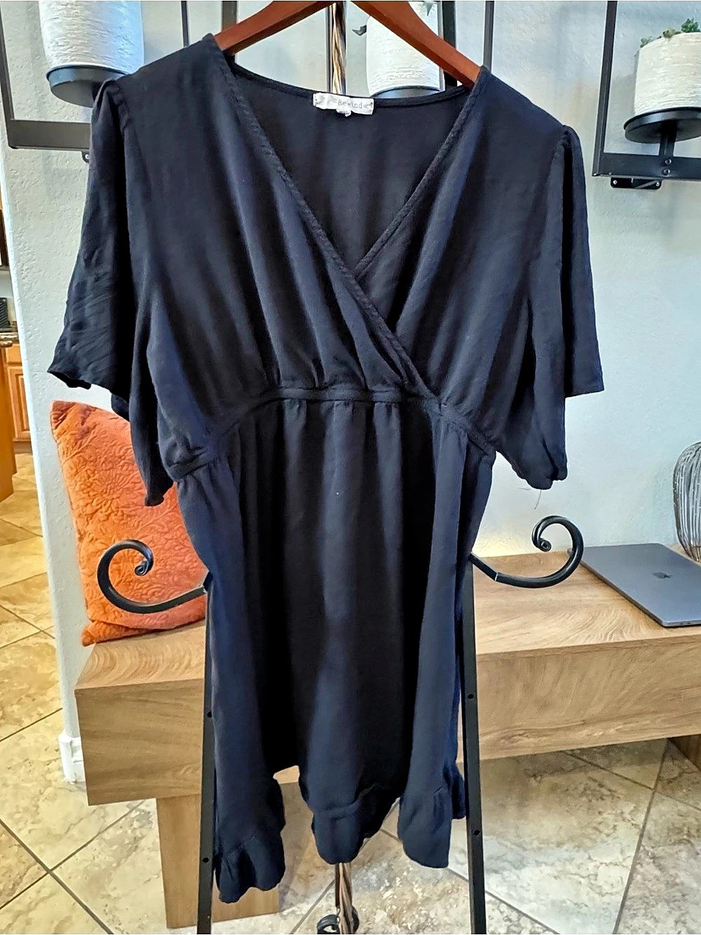 Rewind Black Wrap Mini Dress Like New